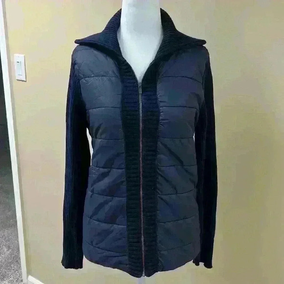 Liz Claiborne Navy Knit / Puff Jacket - Picture 1 of 9